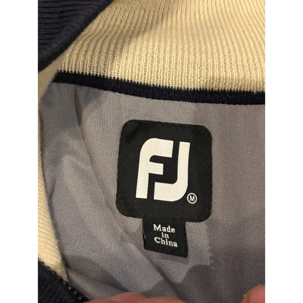 Footjoy Pullover 1/4 Zip Lined Wool Golf Sweater Jacket Mens M Navy Blue Plaid